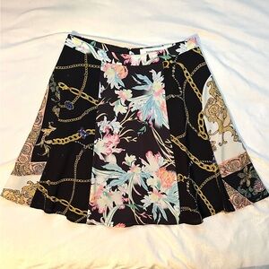 Silvian Heach Patchwork Pattern Flare Mini Skirt L floral chains baroque ornate
